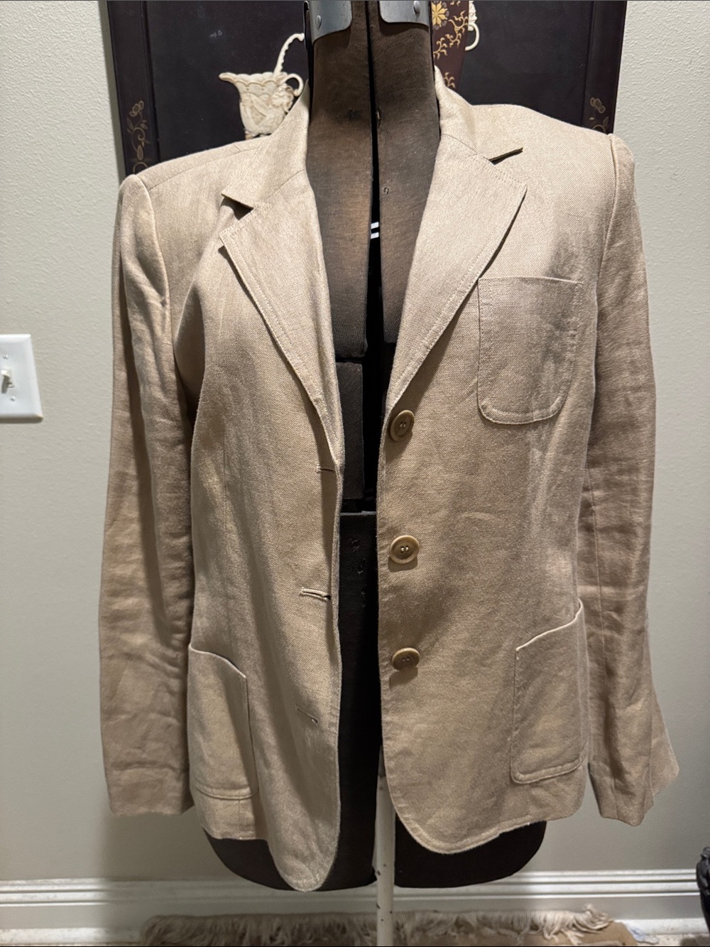 Talbots Women’s Classic Beige Irish Linen Blazer Size 12